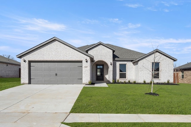 433 Falcon, Azle, TX 76020 - view of front of house with roof with shingles, concrete driveway, an attached garage, brick siding, and a front yard