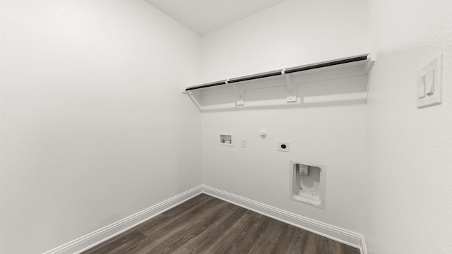 clothes washing area featuring hookup for a washing machine, electric dryer hookup, hookup for a gas dryer, baseboards, and laundry area