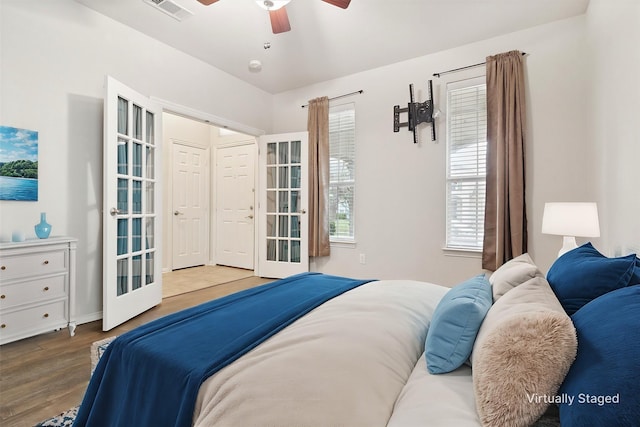 1931 Antebellum Ct, Savannah, TX 76227 - bedroom with visible vents, wood finished floors, and ceiling fan