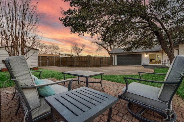 view of patio / terrace featuring fence