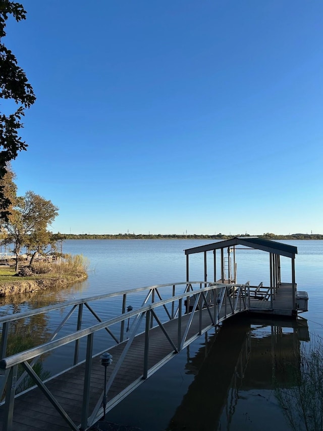 view of dock featuring a water view