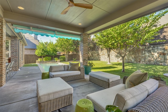 4301 Whitley Place Dr, Prosper, TX 75078 - view of patio / terrace featuring a ceiling fan and outdoor lounge area