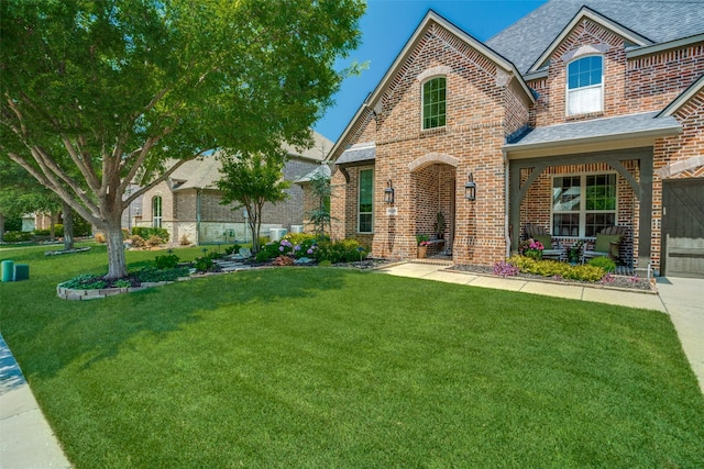 4301 Whitley Place Dr, Prosper, TX 75078 - view of front of house featuring brick siding, a front yard, and roof with shingles