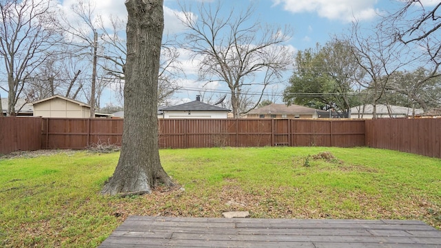 view of yard featuring a fenced backyard