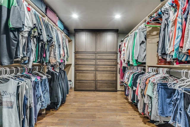 spacious closet featuring light wood finished floors