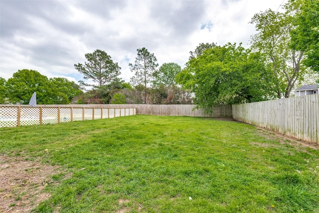 view of yard with a fenced backyard