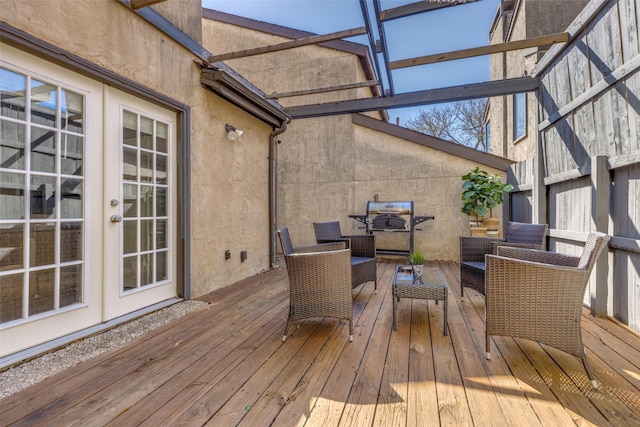 deck featuring french doors