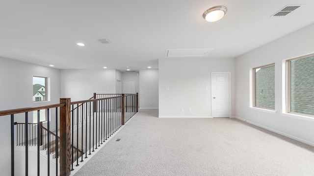 4343 Hudson St, Fate, TX 75087 - corridor with recessed lighting, light colored carpet, and an upstairs landing