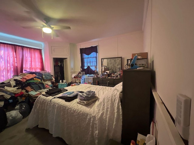 bedroom featuring ceiling fan