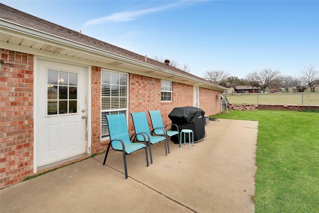 view of patio / terrace featuring a grill