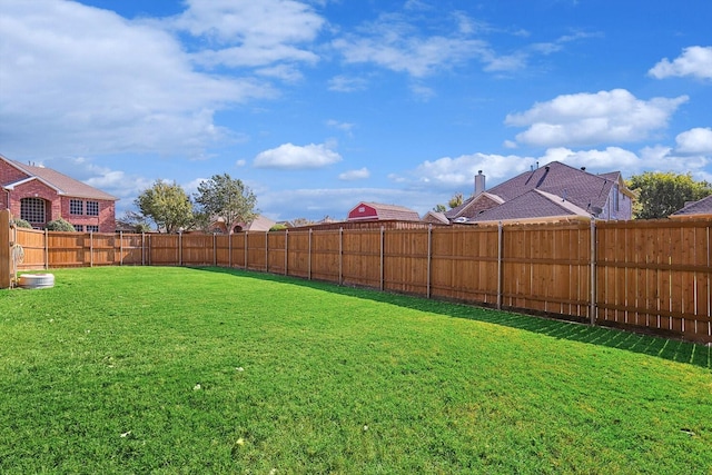 view of yard with a fenced backyard