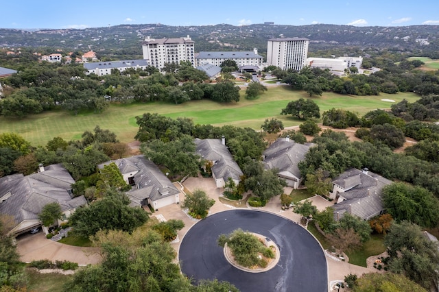 aerial view with view of golf course