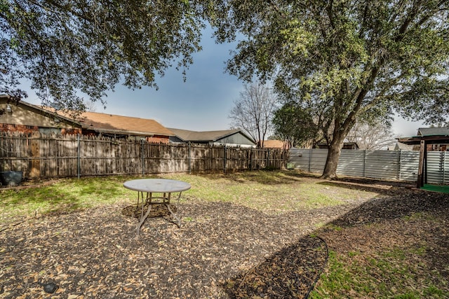 view of yard with a fenced backyard