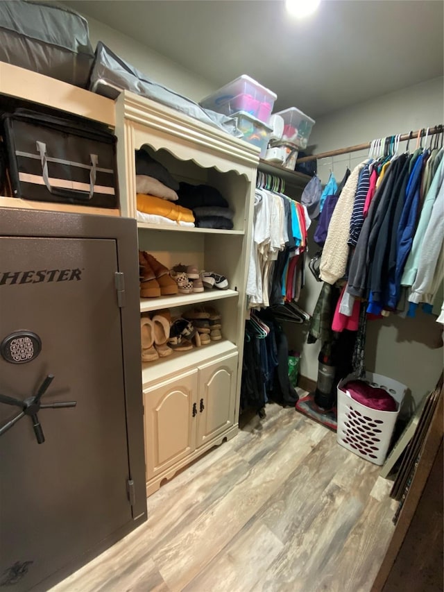 spacious closet featuring light wood-type flooring