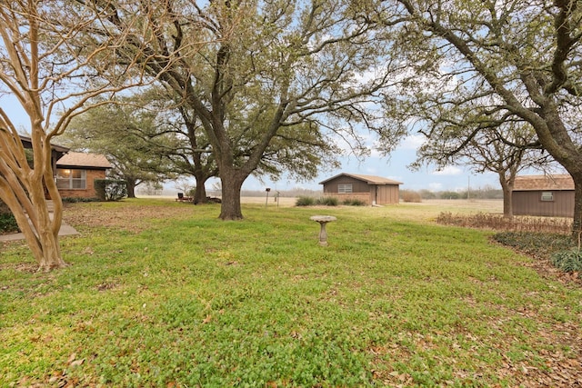 view of yard with an outbuilding and a storage unit