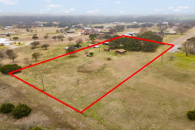 aerial view featuring a rural view