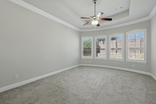 unfurnished room featuring baseboards, a raised ceiling, and a wealth of natural light