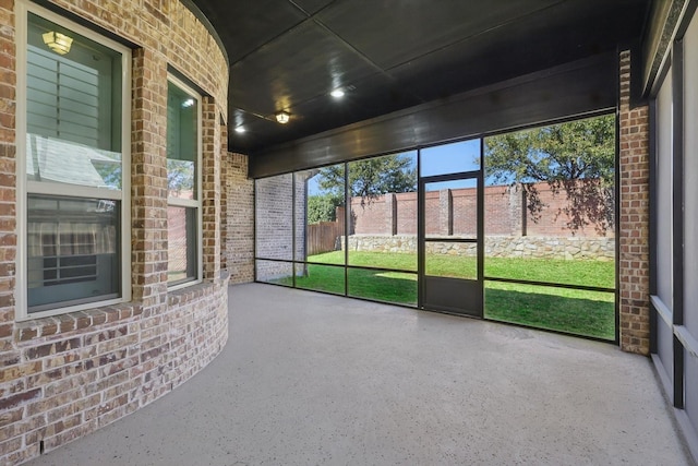 view of unfurnished sunroom