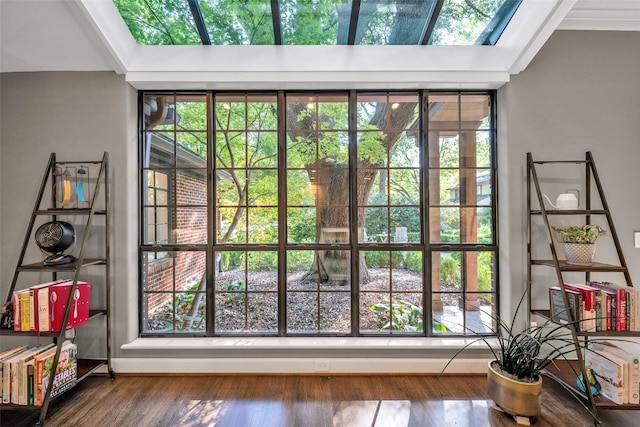 doorway to outside featuring wood finished floors