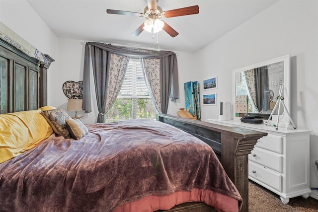 bedroom featuring a ceiling fan and carpet flooring