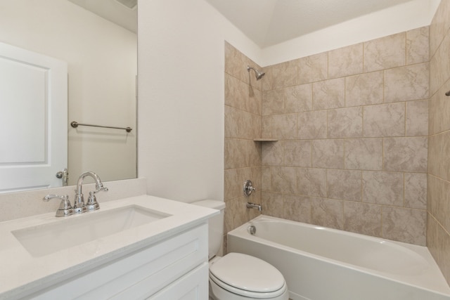 bathroom featuring vanity, toilet, and shower / bath combination