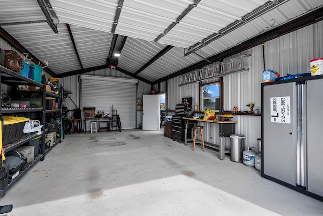 garage featuring metal wall