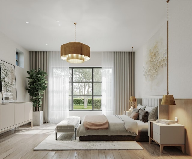 bedroom with light wood-style flooring