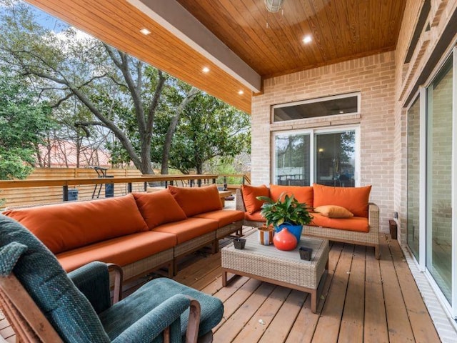 deck with an outdoor living space