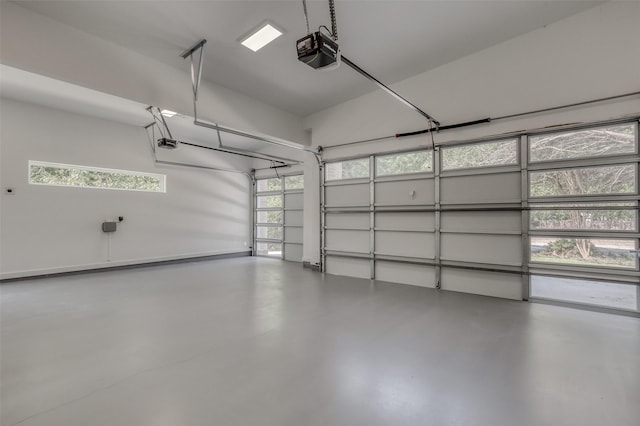 garage with a garage door opener