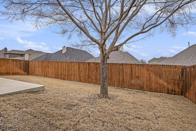 view of yard featuring a patio and a fenced backyard