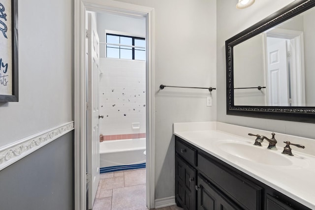 bathroom with shower / washtub combination and vanity