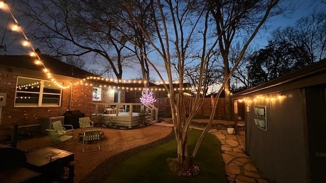 view of yard with a patio area and fence