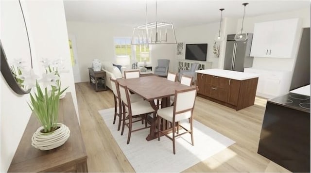 dining room with light wood-type flooring