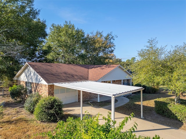 exterior space with a garage