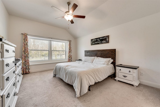 215 Tallgrass Dr, Lavon, TX 75166 - bedroom featuring vaulted ceiling, light carpet, and ceiling fan