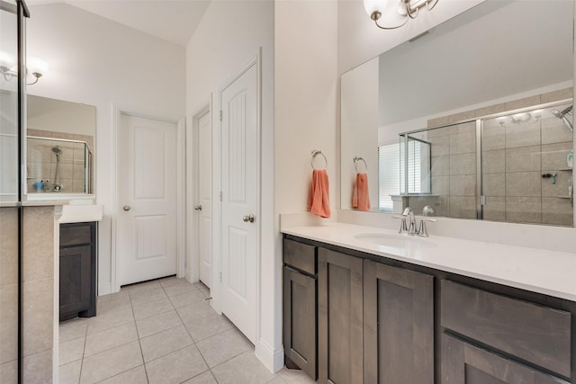 215 Tallgrass Dr, Lavon, TX 75166 - full bathroom with tile patterned floors, vanity, and a stall shower