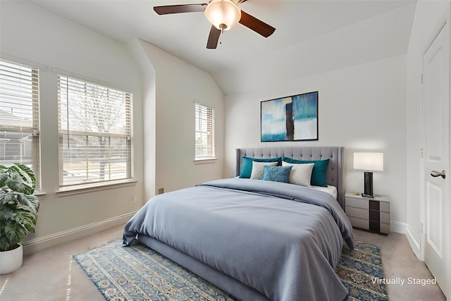 215 Tallgrass Dr, Lavon, TX 75166 - carpeted bedroom featuring vaulted ceiling and a ceiling fan