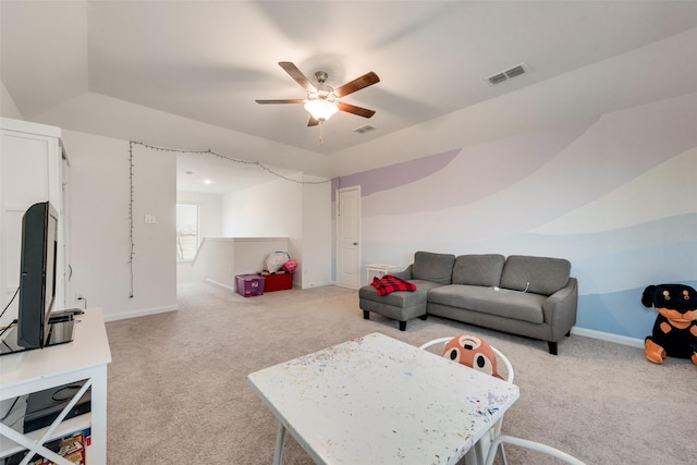 215 Tallgrass Dr, Lavon, TX 75166 - living area with light carpet and a ceiling fan