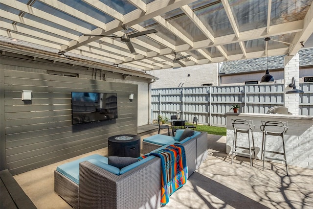 view of patio / terrace with outdoor dry bar and outdoor lounge area