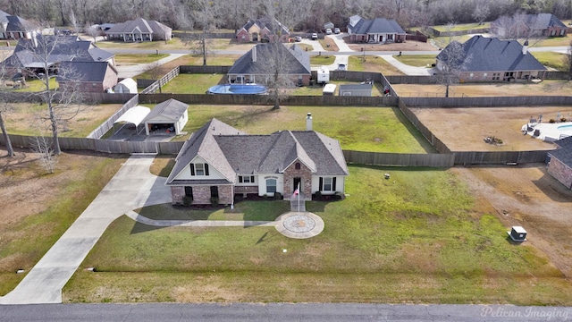 aerial view with a residential view