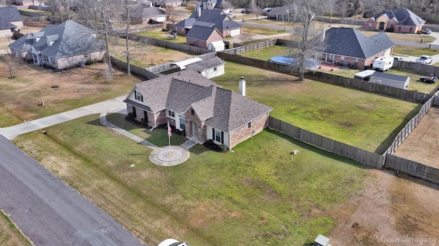 bird's eye view with a residential view