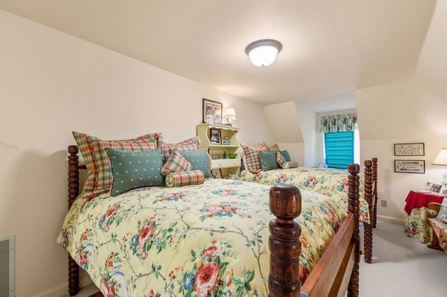 bedroom featuring carpet, visible vents, and baseboards