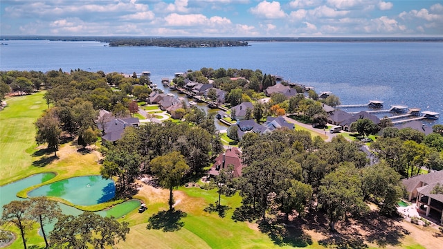 aerial view with a water view and a residential view