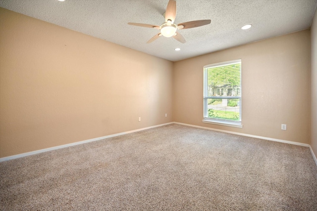 1803 Burr Oak St, Arlington, TX 76012 - carpeted empty room featuring ceiling fan, recessed lighting, a textured ceiling, and baseboards