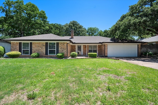 1803 Burr Oak St, Arlington, TX 76012 - view of front of property featuring a garage, brick siding, driveway, roof with shingles, and a chimney