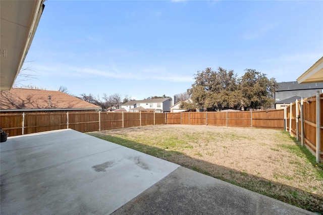 view of yard with a patio area and a fenced backyard