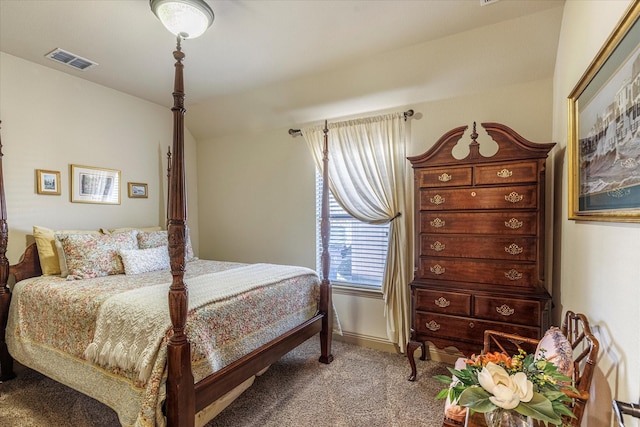 bedroom featuring carpet floors and visible vents