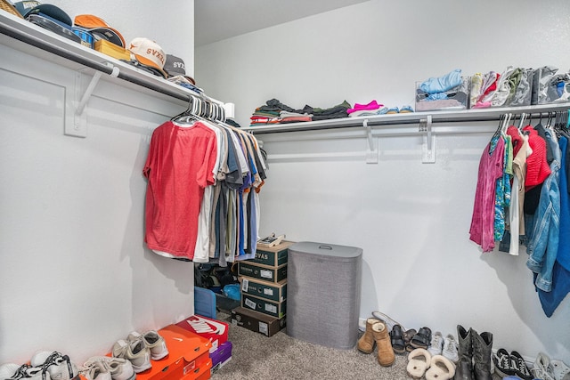 spacious closet with carpet flooring