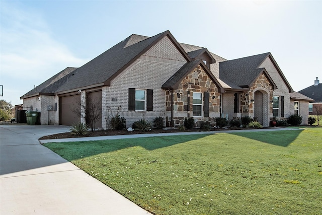 1016 Northern Oaks Ct, Springtown, TX 76082 - view of front of home featuring driveway, a front yard, and brick siding