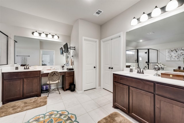 1016 Northern Oaks Ct, Springtown, TX 76082 - full bathroom featuring a stall shower, vanity, and tile patterned floors